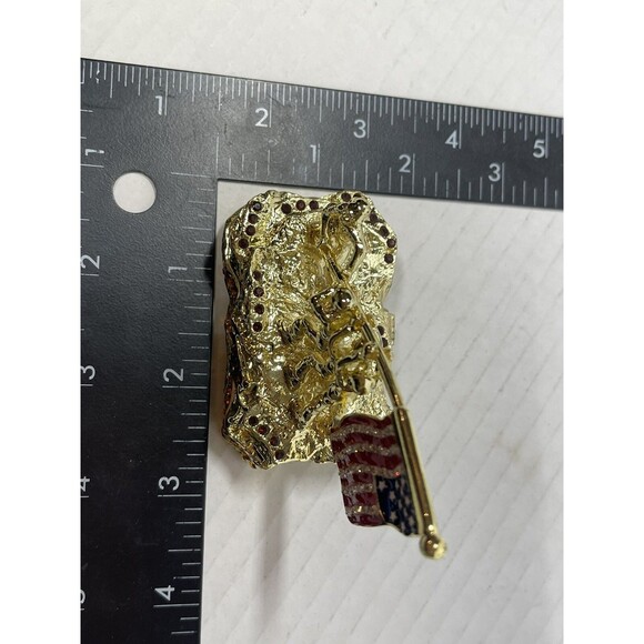 New Art Form Raising The Flag Mount Suribachi Iwo Jima Rhinestone Trinket Box 3" - Picture 7 of 8